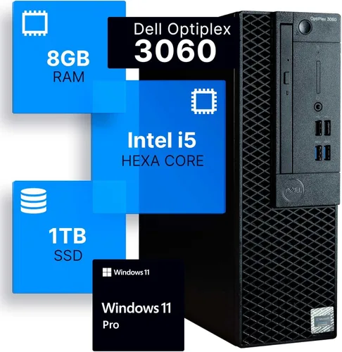 Dell Optiplex 3060 - Computadora de escritorio | Intel i5-8500 (3.2) | 8 GB DDR4 RAM | 1 TB SSD de estado sólido | Windows 11 Professional | PC para