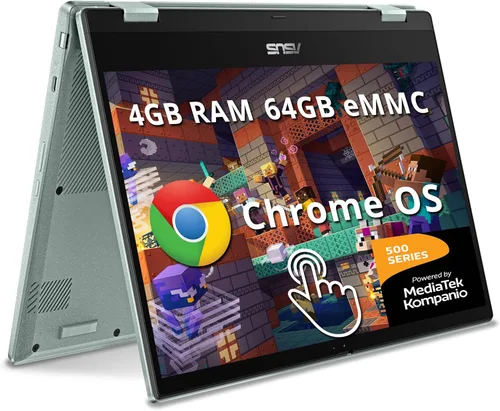 ASUS Chromebook Flip - Portátil con pantalla táctil FHD de 14 pulgadas, MediaTek Kompanio 520, 4GB LPDDR4X, 64GB eMMC, MediaTek Integrated Graphics,