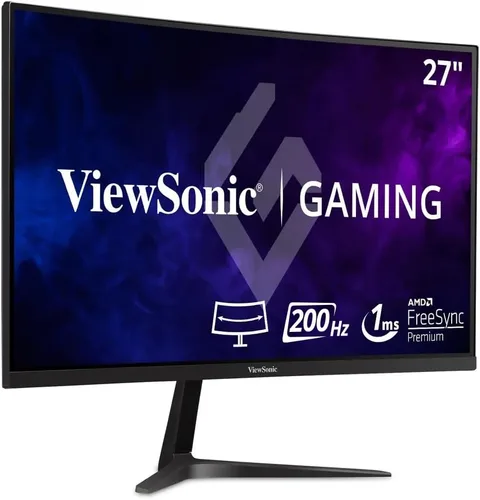 ViewSonic VX2418C Monitor curvo para juegos de 24 pulgadas, 1080p, 180Hz y 1 ms para un juego suave, tecnología FreeSync Premium y cuidado ocular