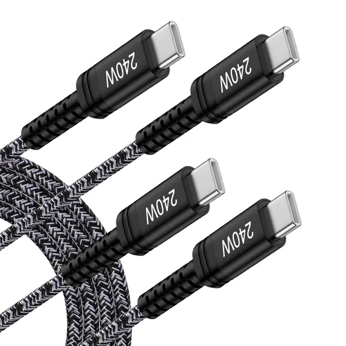 Cable de carga USB C súper rápido para Samsung S26 de 240 W, cable de carga tipo C a tipo C, cable de 6 pies, paquete de 2 para Samsung Galaxy S26