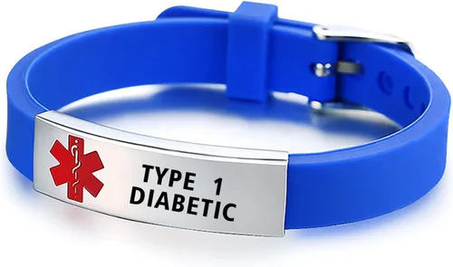 Pulsera de identificación de alerta médica grabada con láser, pulsera ajustable negra ELIOUS para hombres y mujeres, primeros auxilios de
