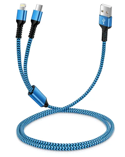 para cable de carga 2 en 1 Lightning y USB-C de Apple (4 pies), USB a Lightning y USB a USB-C, cable de carga largo y rápido para iPhone 17 Air 16e