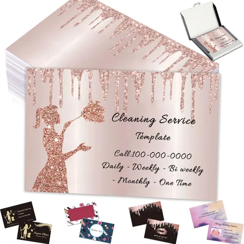 Tarjetas de visita personalizadas personalizadas con logotipo, código QR, tarjetas de servicio de limpieza personalizadas, 100 unidades para