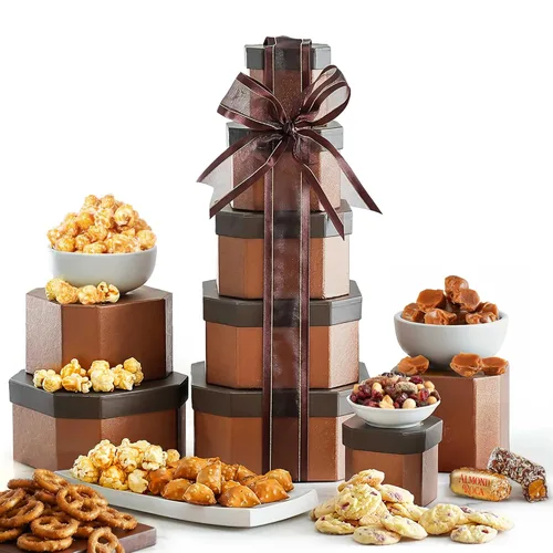 Broadway Basketeers Paquete de 5 cajas de regalo de comida gourmet para mujeres, hombres, familias, universidad, entrega para vacaciones,